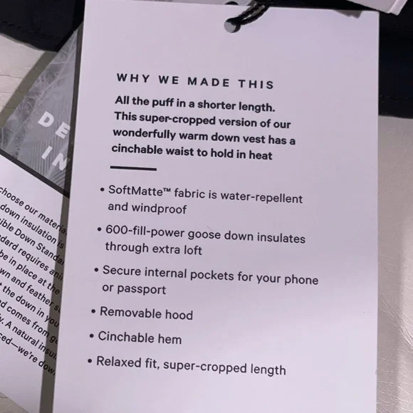 LULULEMON WUNDER Puff SUPER CROPPED vest BLACK SIZE 4 6 8 perfect cute NWT - Picture 3 of 5